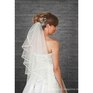 1 Tier Ivory Wedding Bridal Elbow Wedding Satin Edge Veil